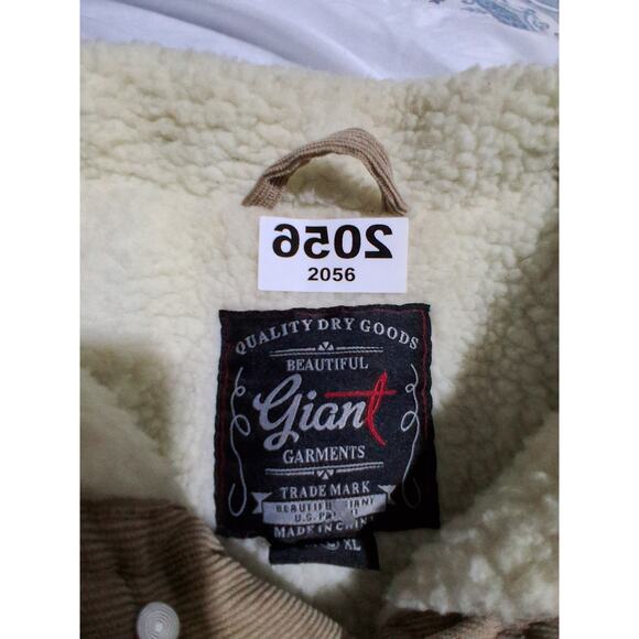 Beautiful Giant Mens size Large Corduroy Sherpa Tan Trucker Grungecore Jacket - Picture 9 of 12